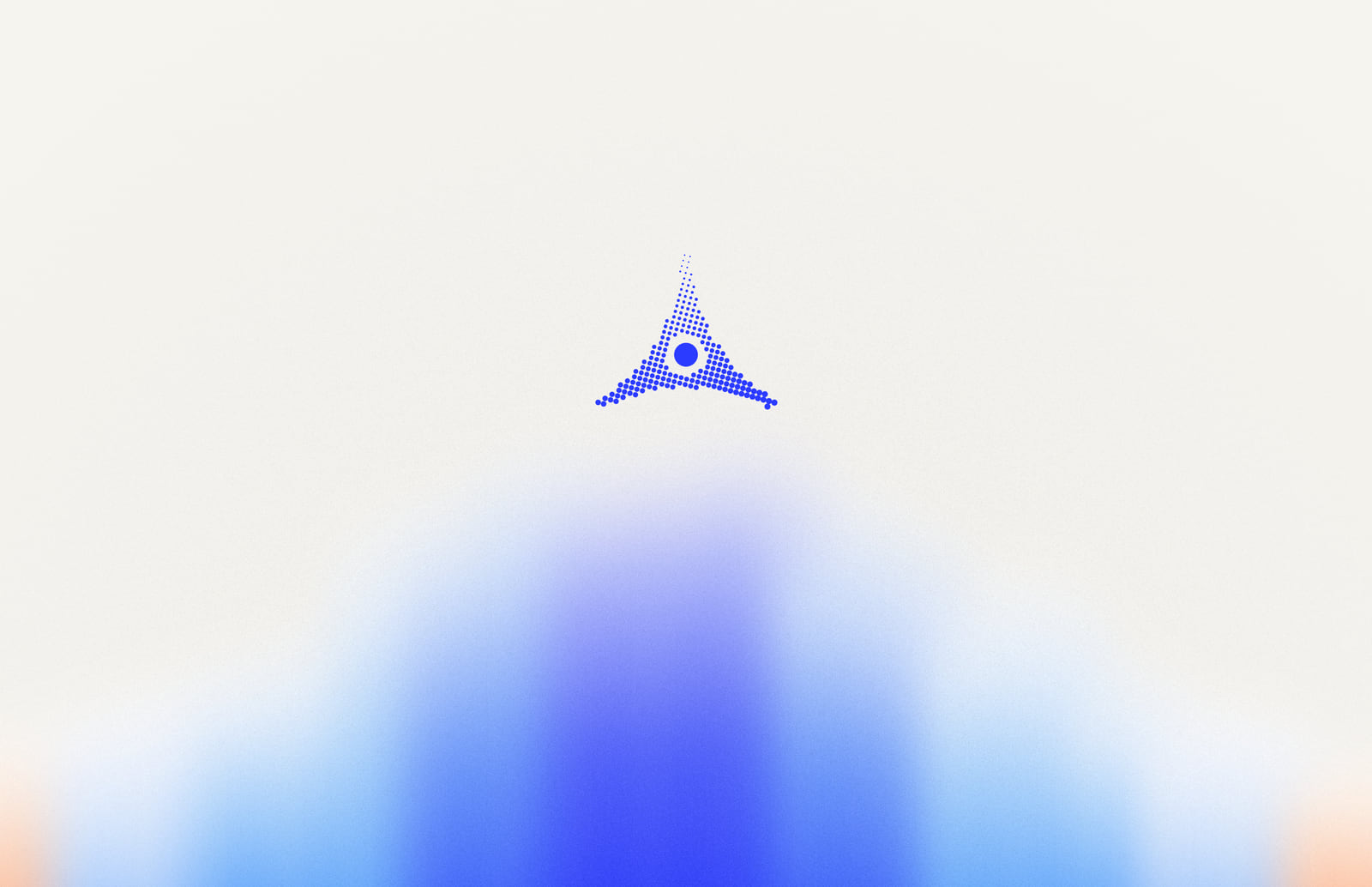 The Aurora wallpaper in light: a cobalt light rising off the bottom of a paper-white screen, the Althar mark above it in dots.